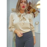 Blusa satinada lazo